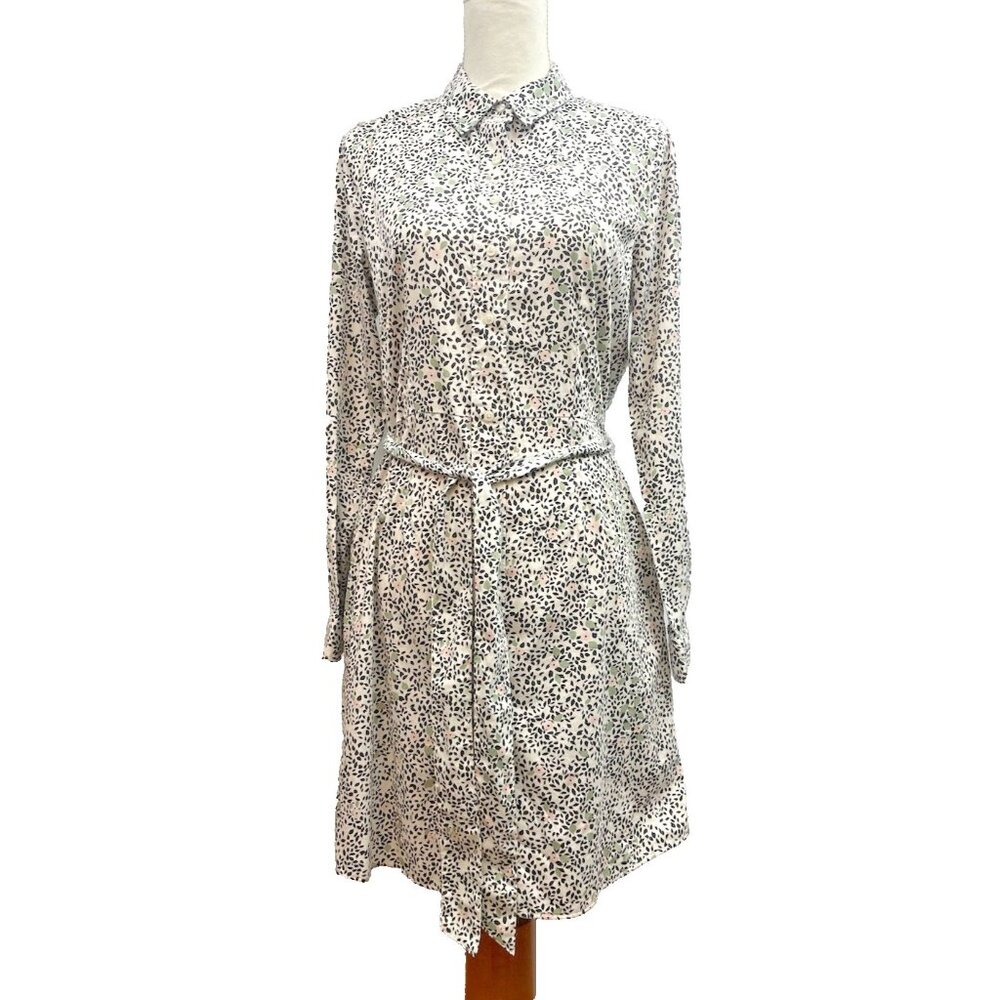 Untuckit Pheobe Tie Waist Midi Shirt Dress Size 10 Floral Long Sleeve